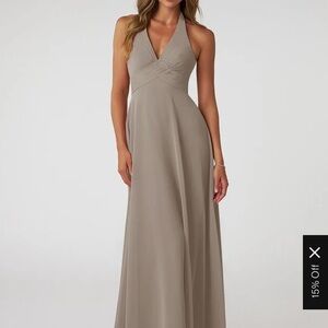 Azazie Tessie Taupe Halter Bridesmaid Dress